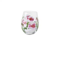 LIVELLARA  Set 2 Bicchieri Tumbler in vetro con decori fatti a mano linea Flora Orchidea