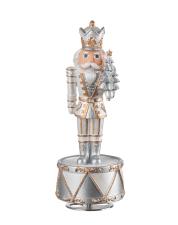 L’Oca Nera Carillon Soldatino Schiaccianoci con Led Tamburini d’argento