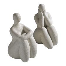 MASCAGNI ARREDO CASA SET 2 FIGURE DONNA SEDUTE RESINA