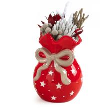 MASCAGNI VASO NATALIZIO CERAMICA ROSSO H.15 CM