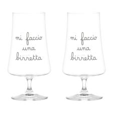 SIMPLE DAY Set 2 Bicchieri birra decoro Mi faccio una birretta BICCHIERE