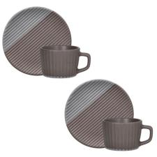 TOGNANA Set 2 tazza caff&egrave; con piatto Moka Rice New Bone China Grigio
