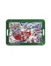 Vassoio Brandani Christmas Verde Metal Rettangolare Grande