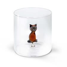 WD LIFESTYLE Bicchiere in vetro borosilicato 250 ml Decoro gatto siamese