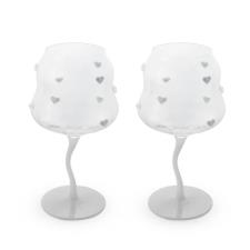 WD LIFESTYLE CALICE  Set 2 Pz Calici da Cocktail in vetro e cuori bianchi