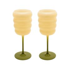 WD LIFESTYLE CALICE Set 2 calici vino in vetro. 380ml. Colore bianco e verde
