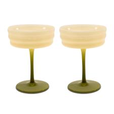 WD LIFESTYLE CALICI Set 2 calici champagne in vetro. 280ml. Colore bianco e verde