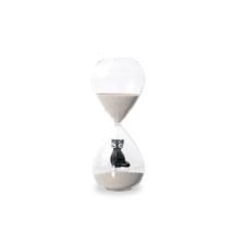 WD LIFESTYLE Clessidra in vetro borosilicato con decoro interno in vetro gatto nero
