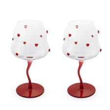 WD LIFESTYLE Set 2 Pz Calici da Cocktail in vetro e cuori rossi