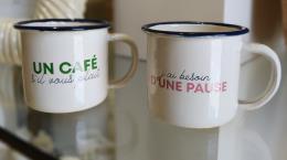 WDLIFESTYLE Set 2 tazzine in latta smaltata 150 ml decoro pausa